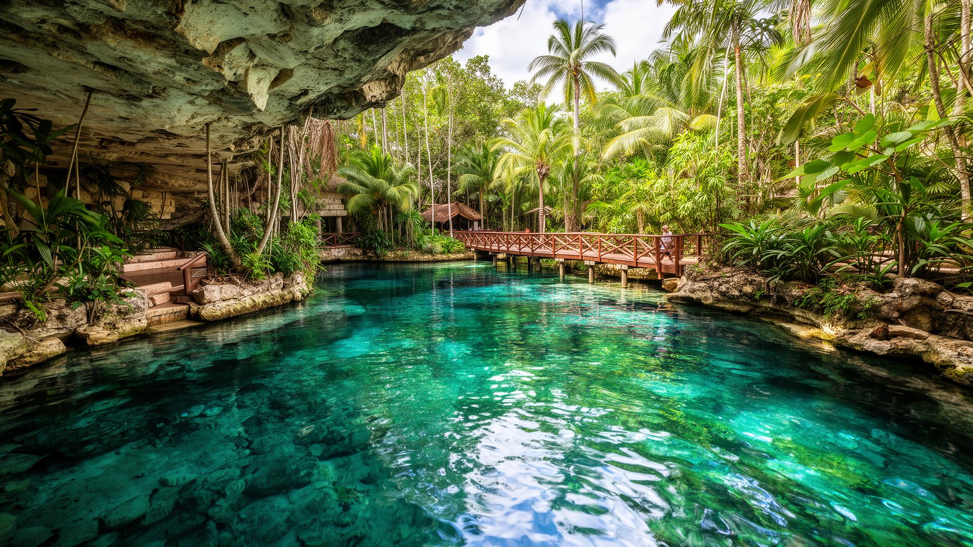 Xcaret underground rivers and lush jungle